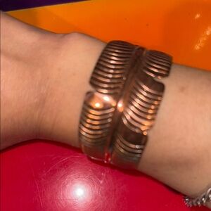 Copper Tone Feather Cuff Bracelet